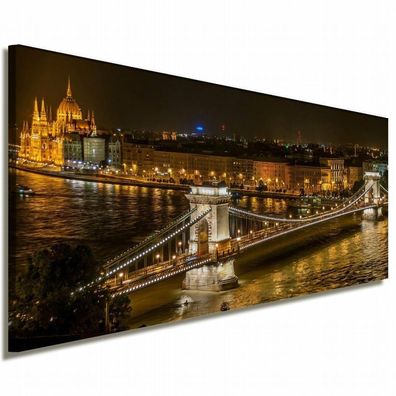 Budapest Leinwandbild AK Art Bilder Mehrfarbig Wandbild Kunstdruck Panorama XXL