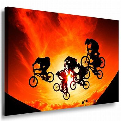 Radfahrer & Extrem Leinwandbild AK Art Bilder Mehrfarbig Wandbild Kunstdruck XXL