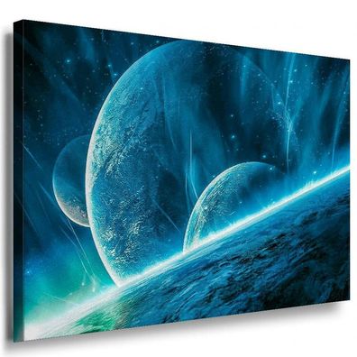Planeten Blau Kosmos Leinwandbild AK Art Bilder Mehrfarbig Kunstdruck Wandbild
