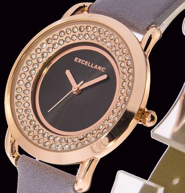 Damenuhr Excellanc Uhr Farbe rosegold grau 34mm