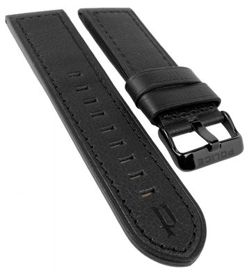 Police Lancer | Uhrenarmband 24mm aus Leder schwarz für P12591JVSB/02