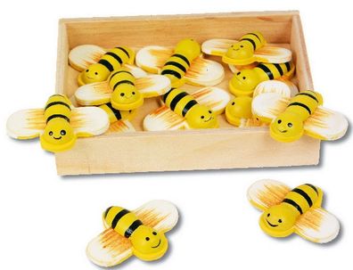 12 süße Deko Bienen aus Holz mit Klebestreifen zum Basteln und Dekorieren