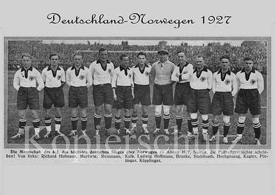 Deutschland Norwegen 1927 Super Mannschaftskarte