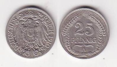 25 Pfennig Nickel Münze Deutsches Kaiserreich 1910 A