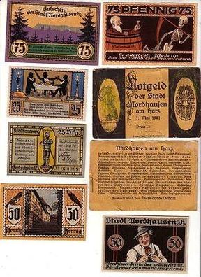 6 x Banknoten Notgeld der Stadt Nordhausen 1921 mit Originalhülle