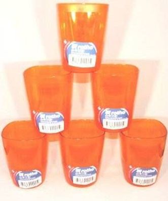 Kunststoff-Becher 6er-Set je ca. 9,5cm orange, NEU, * 6 Stück*