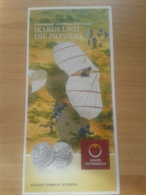 Folder für Original 20 euro 2019 Österreich Ikarus und die Pioniere