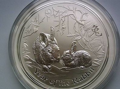 10$ 2011 Australien Lunar Hase rabbit 10 Unzen Silber 311g Silber in Originaldose