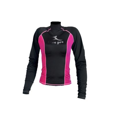 DivePro Rash Guard UV Shirt - Damen Lycra Langarm schwarz-pink