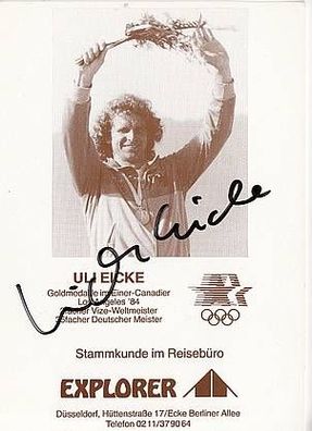 Uli Eicke Autogrammkarte 80er Jahre Original Sign. Kanu + A33438