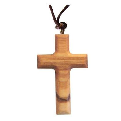 Kette Kreuz Halskette Holzkreuz Holz Olivenholz Olivenholzkreuz schlicht Jesus braun