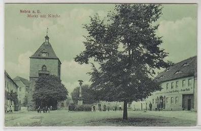 55913 Ak Nebra an der Unstrut Markt mit Kirche um 1910