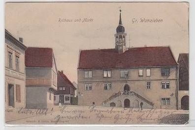 56137 Ak Gr. Wanzleben Rathaus und Markt 1902
