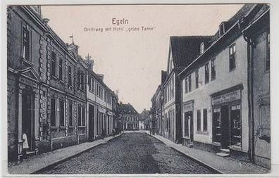 57071 Ak Egeln Breiteweg mit Hotel "Grüne Tanne" um 1910