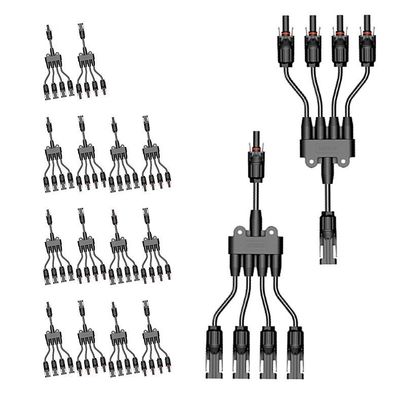 8x MC4 Stecker Paar 4-1 mit Kabel Solarstecker Buchse Connector parallel UV-res.
