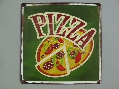 Blechschild, Reklameschild, Pizza, Gastronomie Wandschild 30x30 cm