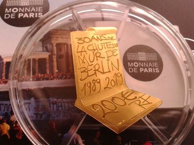 200 euro 2019 PP Frankreich 30 Jahre Mauerfall Berlin - 3D- 1 Unze 31,1g 999er Gold