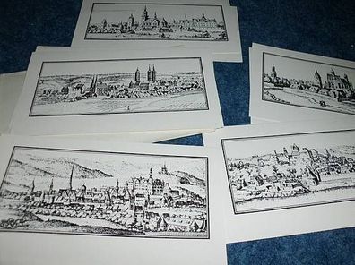 Briefpapier-10 Grußkarten mit Umschlag-Kupferstich-Naumburg, Dessau, Köthen, Sonders..