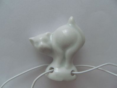 Porzellan Tropfenfänger Katze, weiß, für Kaffee- oder Teekannen, Figur Tier Kätzchen