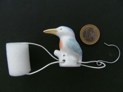 Porzellan Tropfenfänger Eisvogel, handbemalt für Kaffee- o. Teekannen, Figur Tier