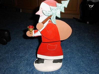 Weihnachtsmann mit Kerzenhalter-Flachfigur aus dem Erzgebirge