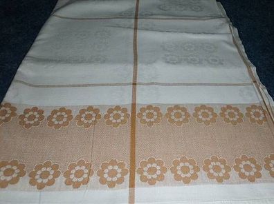 Tischdecke / Tafeltuch-Damast-weiß mit braunen Rand 93 x 150cm