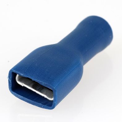 100 x Kabelschuh Flachsteckhülse blau 0,8x6,4 vollisoliert für Leitungsquerschnitt...