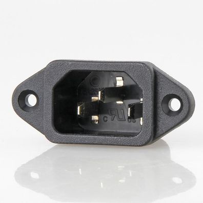 Kaltgeräte Einbaustecker schwarz 250V/10A