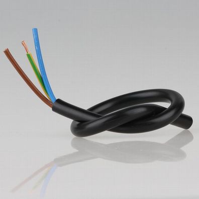 PVC Lampenkabel Rundkabel schwarz 3-adrig, 3x1,5mm² H05 VV-F