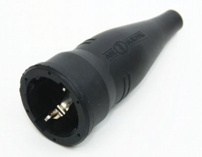PVC Schutzkontakt-Kupplung Gummikupplung schwarz 250V/16A spritzwassergeschützt IP44