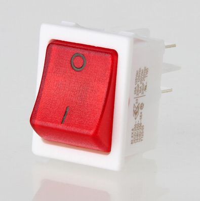 Wippschalter rot/ weiß beleuchtet 2-polig 30x22 mm 250V/16A