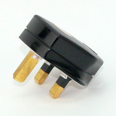 Lampen-Stecker Netzstecker schwarz für Großbritannien UK/ GB 3-polig ...