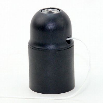 E27 Lampenfassung Kunststoff schwarz mit Zugschalter ohne Außengewinde