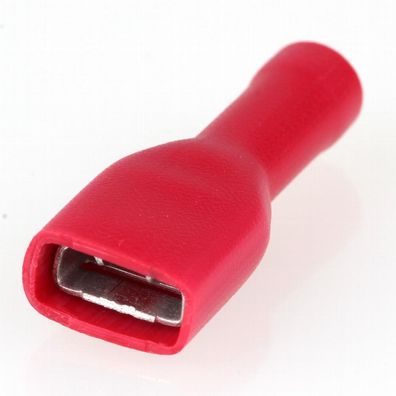 100 x Kabelschuh Flachsteckhülse rot 0,8x6,4 vollisoliert für Leitungsquerschnitt ...