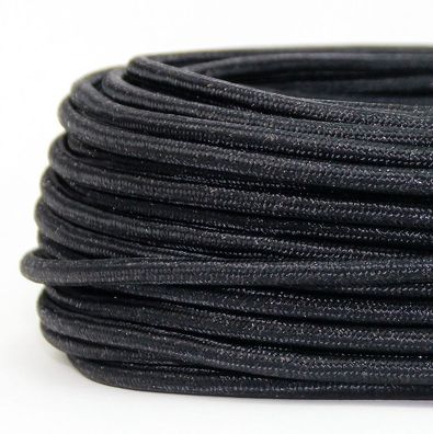 Textilkabel Stoffkabel schwarz metallic 3-adrig 3x0,75 Gummischlauchleitung 3G ...