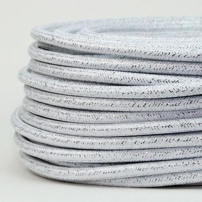 Textilkabel Stoffkabel weiß metallic 3-adrig 3x0,75 Gummischlauchleitung 3G 0,75 ...