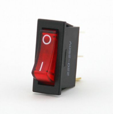 Wippschalter rot beleuchtet 1-polig 31,6x11 mm 250V/10A