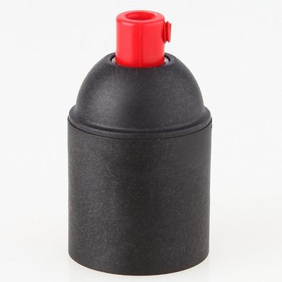 E27 Kunststoff Fassung schwarz ohne Außengewinde mit Zugentlaster rot