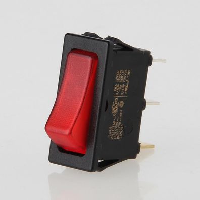 Wippschalter rot beleuchtet 1-polig 30x11 mm 250V/16A
