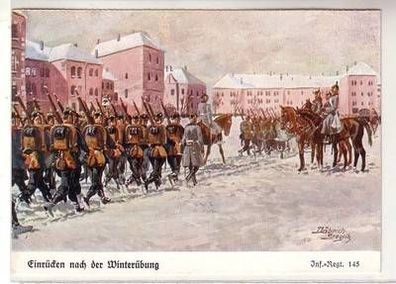 56107 Ak "Einrücken nach der Winterübung" Infanterie Regiment 145
