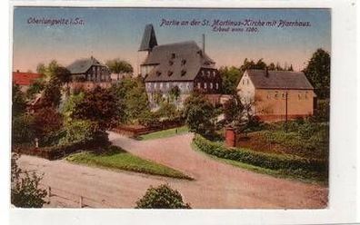 56207 Ak Oberlungwitz Partie an der St. Martinus Kirche mit Pfarrhaus 1918