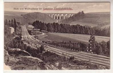 55628 Ak Blick von Wechselburg zur Göhrener Eisenbahnbrücke um 1910