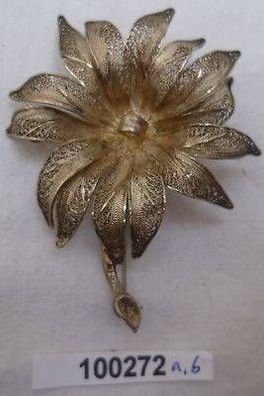wunderbare plastische Brosche Blume aus 925er Silber