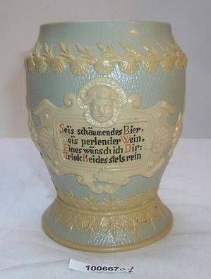 Keramik Bierkrug Villeroy & Boch Mettlach Bier und Wein um 1900