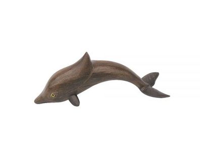 Maritime Dekofigur, Tierfigur Delfin aus edlem Sheesham Holz geschnitzt