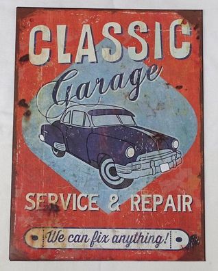 Blechschild, Reklameschild, Classic Garage, Automobil Wandschild 40x30 cm