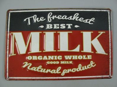 Blechschild, Reklameschild Frische Milch, Milk, Gastro Schild, 20x30 cm