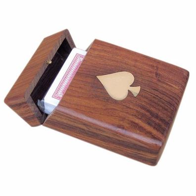Maritime Kartenbox mit Klappdeckel aus edlem Holz mit Messingeinlagen