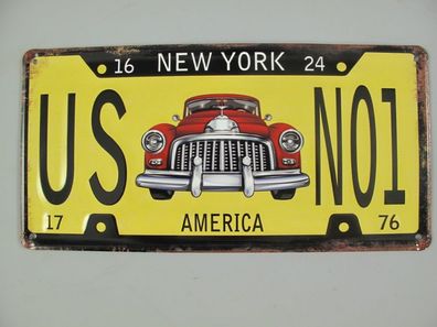 Blechschild, Reklameschild, Wandschild US NO1 New York, Auto Schild 15x30 cm