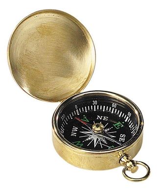 Uhrenketten Kompass mit Klappdeckel, Kleiner antiker Kompass Messing poliert